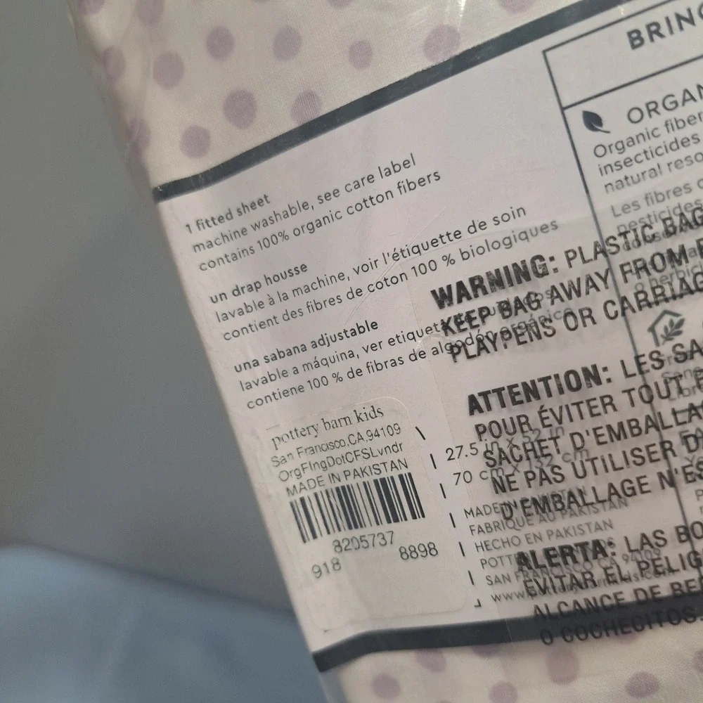 Pottery Barn Kids Falling Dots Organic Crib Fitted Sheet Purple Nursery Bedding